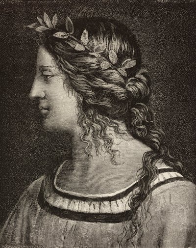 Marriage of Virgin, engraving from detail of fresco by Bernardino Luini in Saronno Sanctuary, Italy by Bernardino Luini