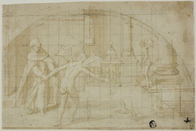 Design for a Lunette: Devils and Saint in a Monastery by Bernardino Poccetti