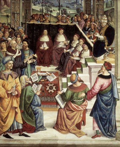 Pius II convened in Mantova for diet organized to plan Crusade against Turks (detail) by Bernardino di Betto Pinturicchio