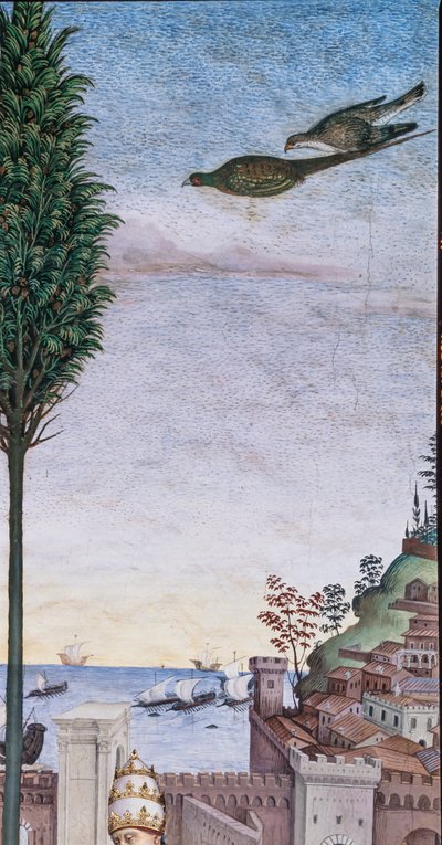 The Piccolomini Library, south west wall: Pius II blessing the fleet about to leave from Ancona for the Holy Land by Bernardino di Betto Pinturicchio