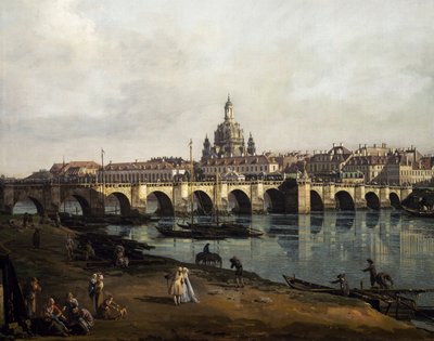 View of Dresden from the Right Bank of Elbe Upstream from Bridge of Augustus by Bernardo Bellotto