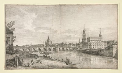 View of the Bridge at Dresden over the Elbe by Bernardo Bellotto