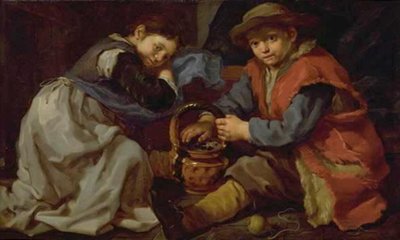 A Girl and a Boy with a Brazier by Bernardo Eberhart Keilhau