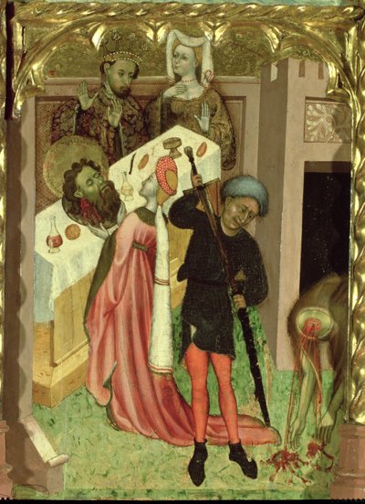 Altarpiece of St. Jean Baptiste: Beheading of St. John and presentation of his head by Salome at the banquet of Herod by Bernardo Martorell
