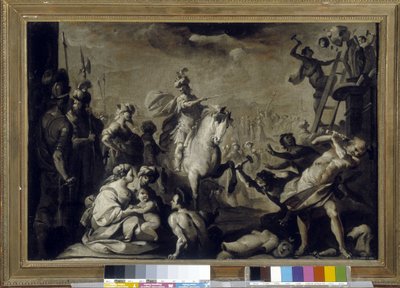 Constantine I, Roman emperor, destroying idols by Bernardo Strozzi