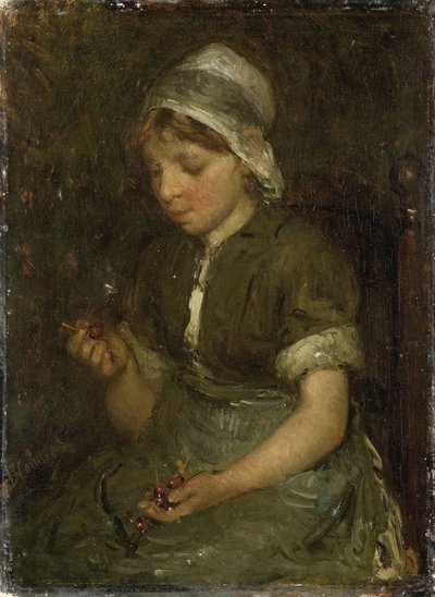 Girl with Cherries by Bernardus Johannes Blommers or Bloomers