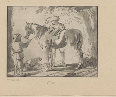 Two Men by a Horse by Bernhard Schreuder