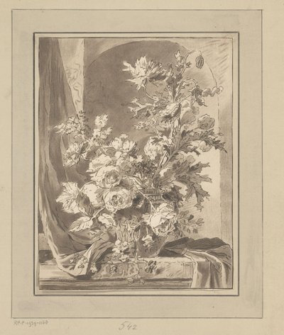 Vase with Flowers in a Niche by Bernhard Schreuder