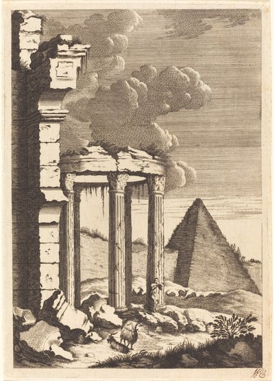 Goats before Ruins and a Pyramid by Bernhard Zaech after Jonas Umbach