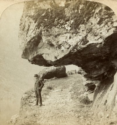 Man on a Cliff Overlooking Naeroyfjord, Sogne, Norway by Bert Underwood
