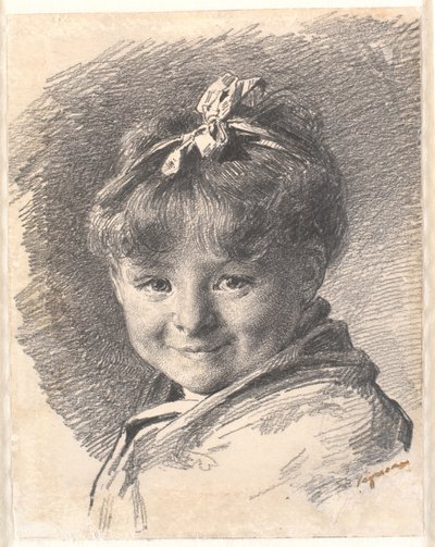 Portrait of a Little Girl with Short Hair and Headband by Bertha Wegmann