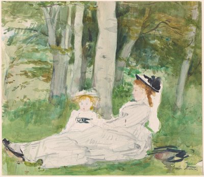At the Edge of the Forest (Edma and Jeanne), c.1872 by Berthe Morisot