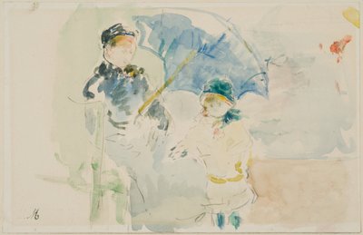 On the Beach in Nice by Berthe Morisot