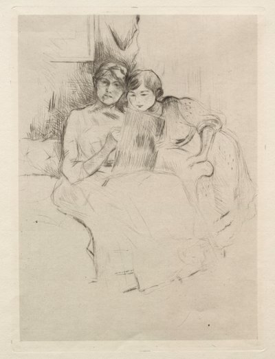 The Drawing Lesson (Berthe Morisot Drawing with Her Daughter) by Berthe Morisot