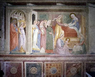 The Nativity, from the Life of the Virgin cycle in an apse chapel by Bicci di Lorenzo