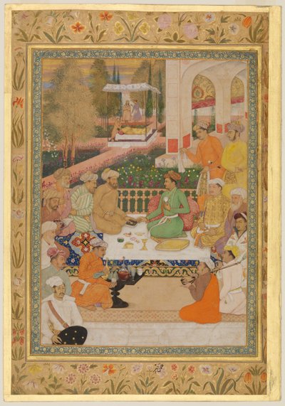 A Garden Gathering with a Prince in a Green Jama by Bichitr