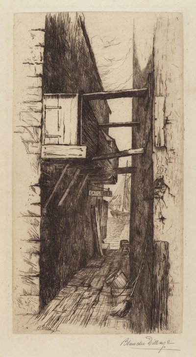 Untitled (Alleyway with View of a Harbor) by Blanche Dillaye