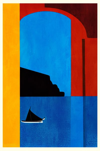 Mediterranean Blue Sailboat by Bo Anderson