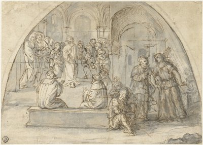 Twelve-Year-Old Christ in the Temple and the Liberation of Peter by Boccaccio Boccaccino (attributed to)