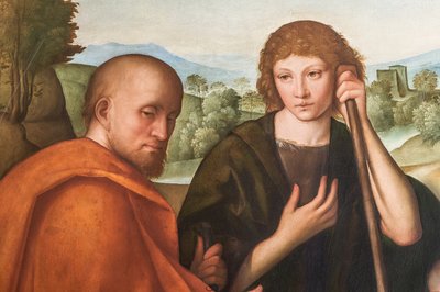 Adoration of the Shepherds Madonna with Infant Jesus and Two Shepherds (detail) by Boccaccio Boccaccino