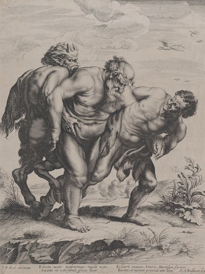 The Drunken Silenus, Supported by a Satyr and a Faun by Boetius Adams Bolswert