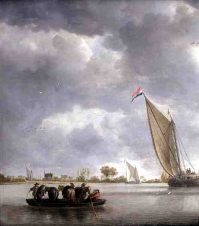 Builders Repairing a House by a River by Bonaventura Peeters