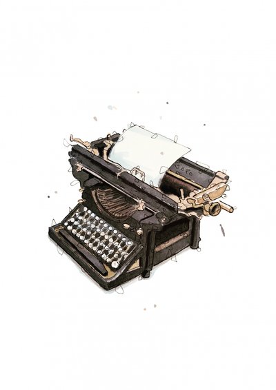 Vintage Typewriter Sketch by Borgenhag Holmqvist