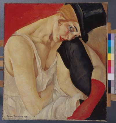 Woman in a top hat by Boris Dmitrievich Grigoriev