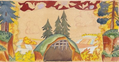 Stage Design for the Opera The Golden Cockerel by N. Rimsky-Korsakov by Boris Mikhailovich Kustodiev