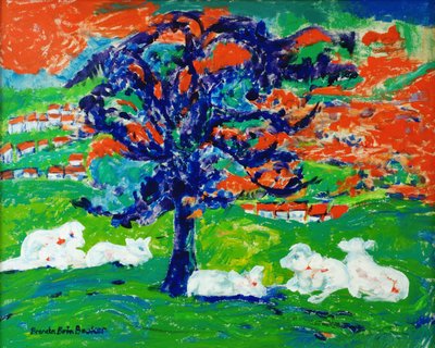 White Bullocks under a Tree by Brenda Brin Booker