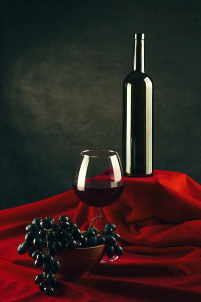 Still Life with Wine and Grapes by Brig Barkow