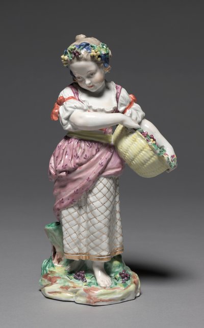 Figure of Autumn from the Four Seasons by Bristol Porcelain Factory