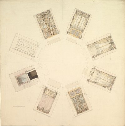 Octagonal Room with Sectional Views by British Anonymous 19th Century.