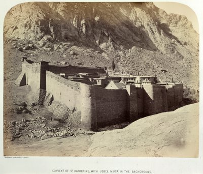 Convent of St. Katherine with Jebel Músa in the background, from the Ordnance Survey of the Peninsula of Sinai by British Photographer