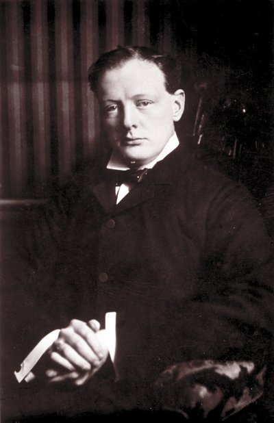 Portrait of Sir Winston Leonard Spencer Churchill, British politician by British Photographer