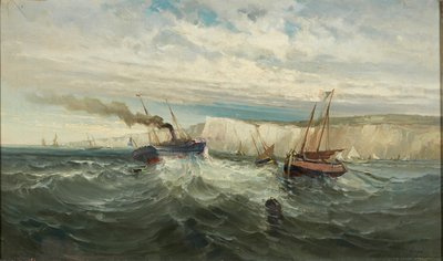 Breaking Waves at the White Cliffs of Dover by British School