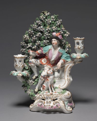 Candelabrum with Shepherd and Dog, Manufacturer Derby Porcelain Factory (Chelsea-Derby Period), c.1775 by British School