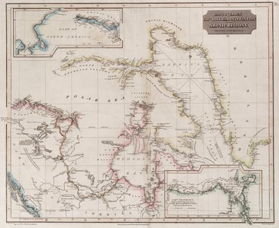 Chart showing discoveries of Ross, Parry and Franklin in the Arctic during 1818-1827 by British School
