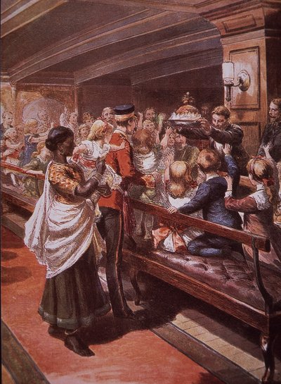 Christmas Dinner on British Troopship Bound for England from India by British School