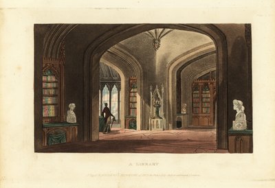 Design for a Gothic-style Library, Regency Era by British School