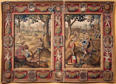 July and August: agricultural works and harvests. Tapestry of the manufactures of Mortlake. 17th century Genes, Musei di Strada Nuova by British School