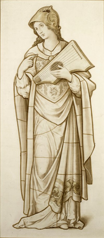 Muse of Lyric Poetry - Cartoon for Stained Glass, c.1890 by British School