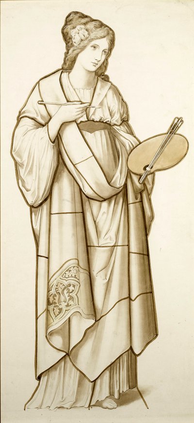 Muse of Painting (Cartoon for Stained Glass, c.1890) by British School