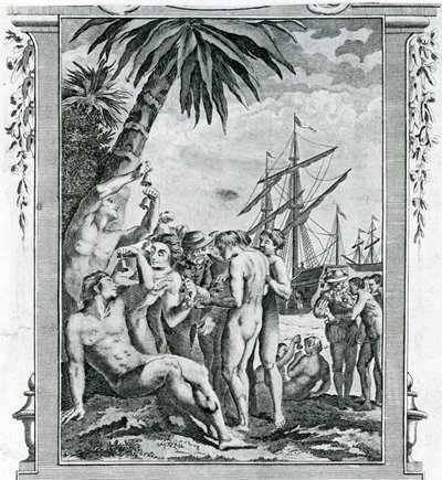 The First Interview of Christopher Columbus with the Natives of America by British School