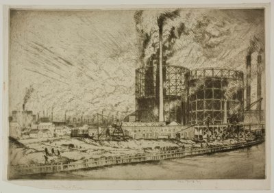 Chicago - Gas Tank Town, 29th St. and River by Bror Julius Olsson Nordfeldt