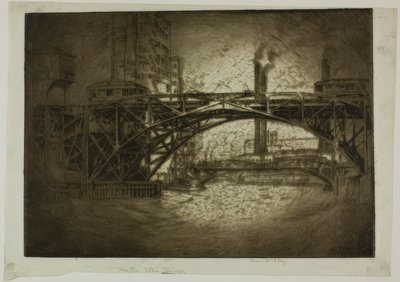 Chicago - Metropolitan Elevated Bridge by Bror Julius Olsson Nordfeldt