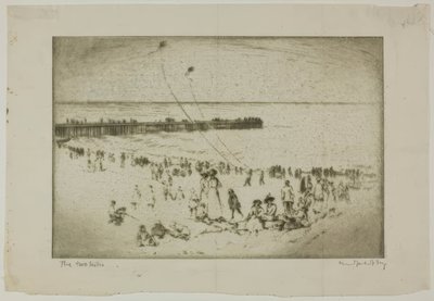 Chicago - The Two Kites, Jackson Park Beach by Bror Julius Olsson Nordfeldt