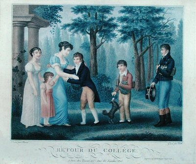 Returning from College, engraved by Duthe by Busset
