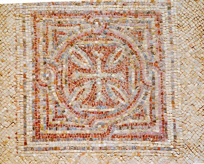 Detail of a Cross from the Mosaic Floor of the Byzantine Church in Shoham, Israel, c.5th Century AD by Byzantine Byzantine