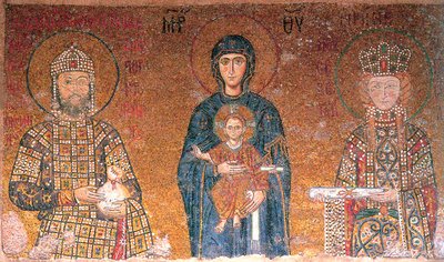 The Virgin with Child Between Emperor John II Comnenus and His Wife, Irene by Byzantine Master.